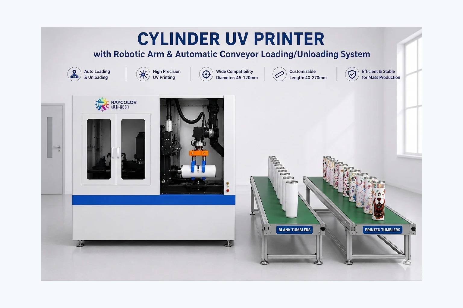 Automatic industrial cylinder UV printer