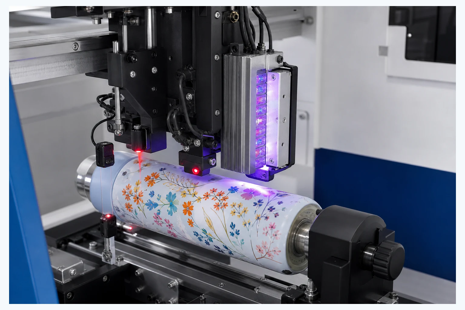 Industrial printhead UV curing lamp and sensors